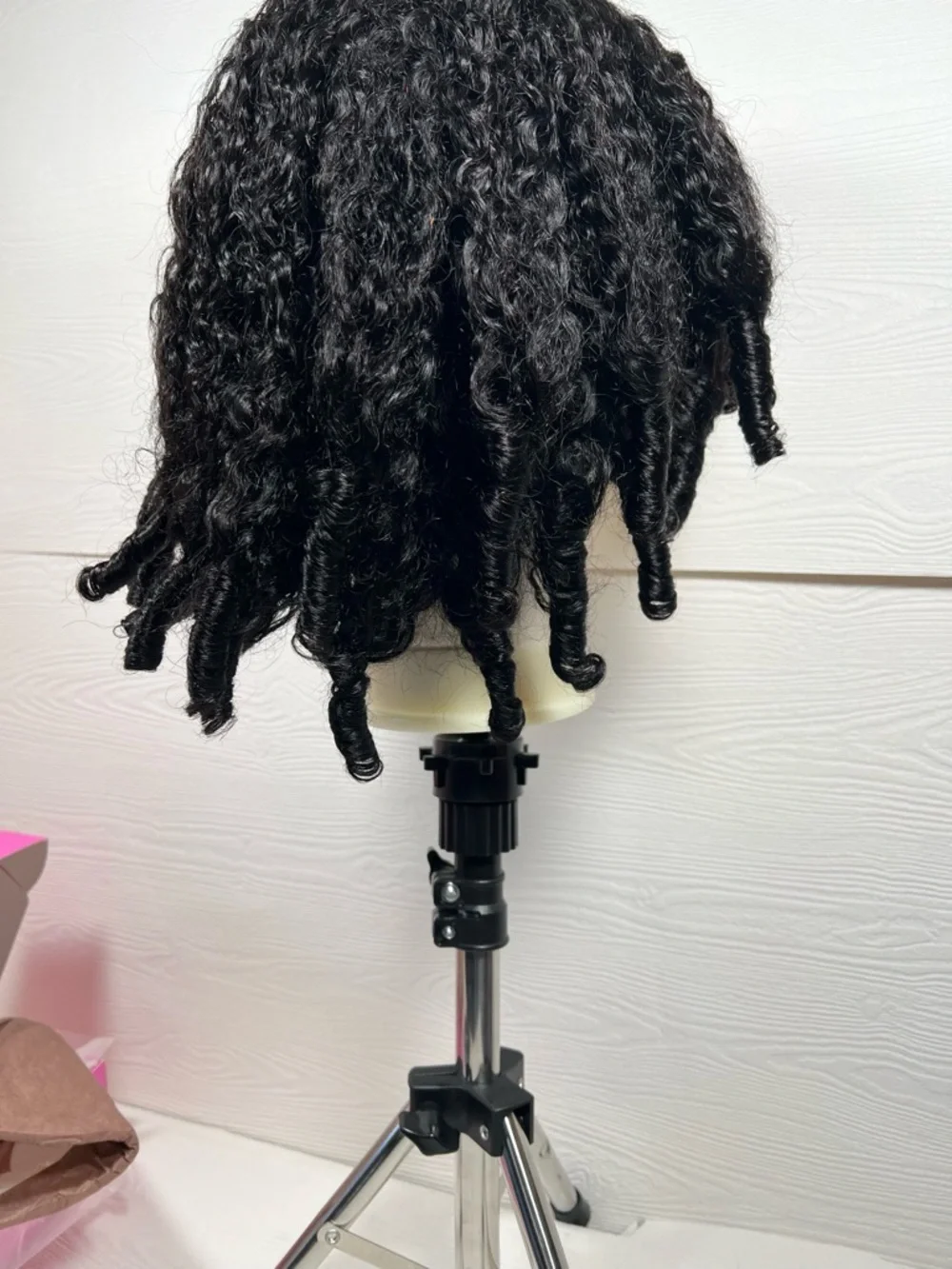 Unice Natural Black Human Hair Curly Finger Coil 16 Inch Wig
